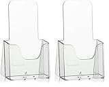VITAdisplays Tisch-Prospektständer Flyerständer/Prospekthalter Transparent, DIN Lang (DL) (Packung mit 2)
