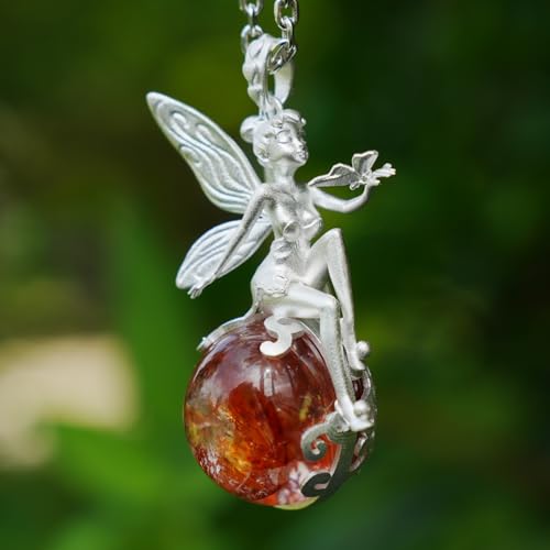 Pendentif elfe en quartz hématite rouge et argent 925 fait main