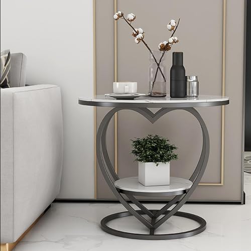 Image of Coffee Table for Living Room,Modern Corner Sofa Side Bedside Tables Snack End Table for Bedroom,White Table Top with Gold Metal Frame (Black White)