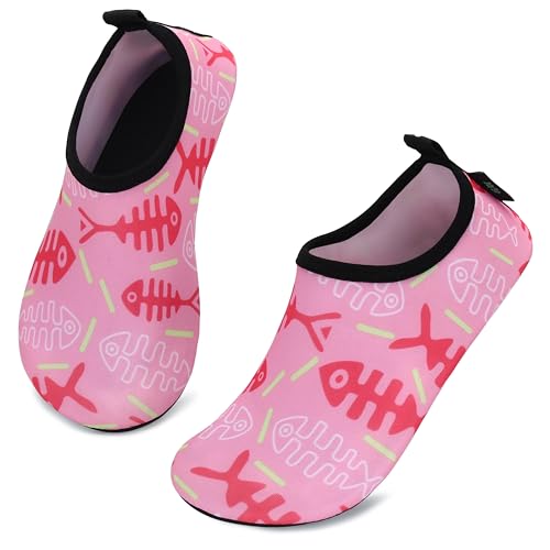 SAGUARO Chaussure Aquatiques Plage Séchage Rapide Chaussettes de Plongée Indoor Socke Garçon Fille pour Plage Surf Piscine Pool Yoga Sport Aquatique,Cherry Blossom Rose 32/33 EU