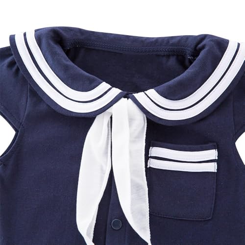 Dressy Daisy Toddler Girls Sailor Costume Nautical Romper Onesie Dress with Hat Navy Marine Outfit for Toddler Halloween Party Size 3-4T, Navy by Dressy Daisy - Used condition - Image 3