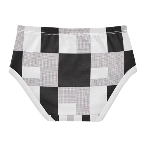 Toddler Girl Briefs, Black White Buffalo Plaid Squares Cotton Girls Underwear, 2T–8 Years2