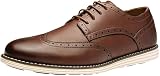 Vostey Mens Casual Dress Shoes Wingtip Plain Business Dress Shoes for Men (BMY617A Wingtips Dark Brown 10)