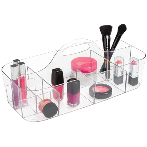 iDesign Recycled Plastic Cosmetic Organizer Tote, The Clarity Collection – 14.5” x 7” x 5.75”, Clear Bin