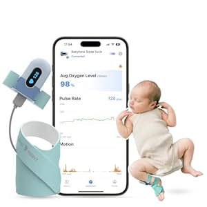 Babytone Baby Sleep Monitor, Baby Oxygen Monitor, Tracking Avg O2, Pulse Rate and Movement for Infant, Wearable Foot Monitor Smart Sock with Bluetooth and APP, for 0-36 Months Newborn’s Sleep