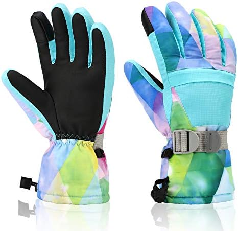 Yidomto Ski Gloves, Winter Waterproof Warm Touchscreen Snow Gloves Mens, Womens, Boys, Girls, Kids (Light Blue-L)