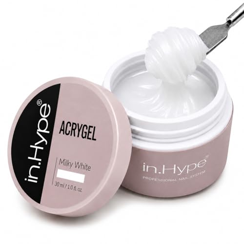 IN.HYPE Acrygel Poly Nail Gel New Formula Smooth Non-Grain Texture Professional Builder Gel for Nail Extensions & Overlay Easy Control Nail Enhancement Gel milky white