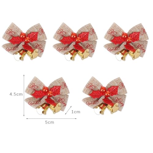 10pcs 2inch Mini Christmas Bow Decorations Green & Red Burlap Wreaths Bows Small Christmas Tree Topper Bows for Wedding Party Farmhouse Decoration Ornaments (Green-10PCS)