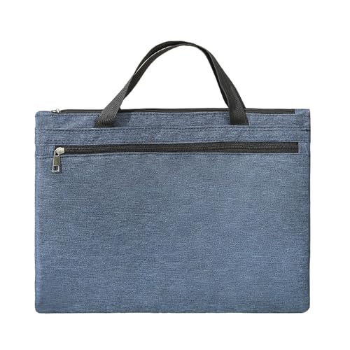 Porte-Documents étanche à Fermeture éclair, Sac à Documents Portable de Grande capacité en Tissu Oxford avec Poignée pour le Bureau D'affaires (Bleu marine)
