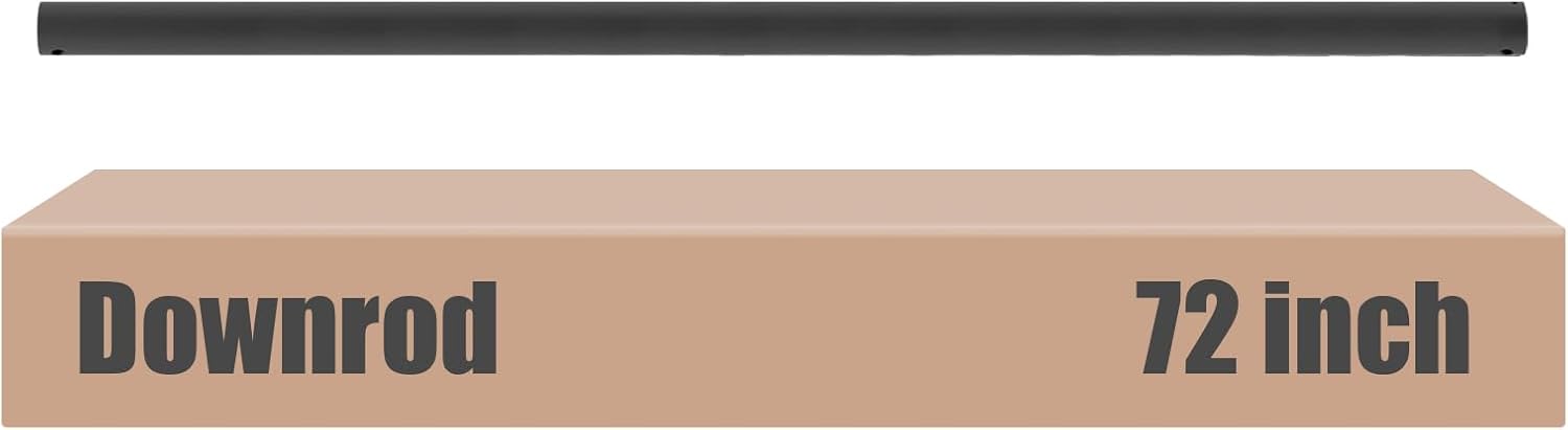 72 inch Ceiling Fan Downrod with Extension Cord, 6 FT Black Downrod for Ceiling Fan, 1 inch Outside Diameter, Ceiling Fan Boom Suitable for a Wide Range of Fans (Black, Not Threaded) Black 72 inch