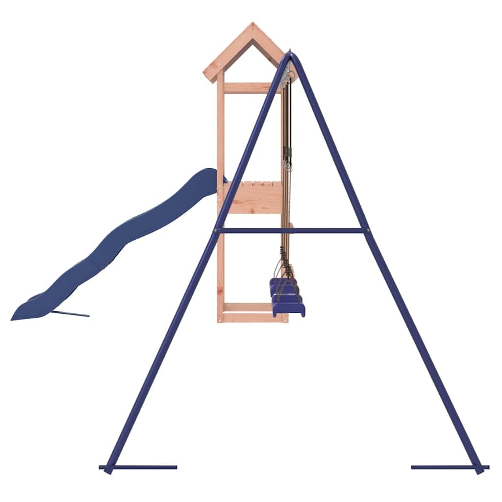 Spielturm Massivholz Douglasie mit Rutsche, 90 cm Plattform, Zwei Schaukeln und Sandkasten – Stabiler Holzrahmen mit A-förmigem Gestell für Kinderspielplatz im Garten, für 3-8