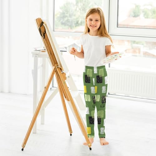 ALAZA Girls' Leggings Children's Yoga Pants Skinny Printed Dance Abstract Graphic Green Comfortable 4T4