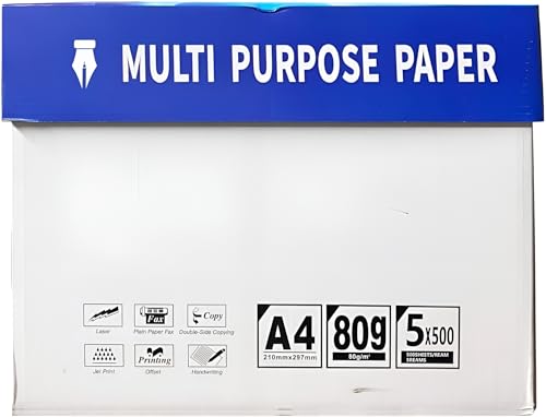 Image of Indigo Smart A4 Copier Paper 80gsm - Premium White Professional Business Printer Paper for Laser & Inkjet - Multipurpose Office Paper - Box of 5 Reams (2500 Sheets)