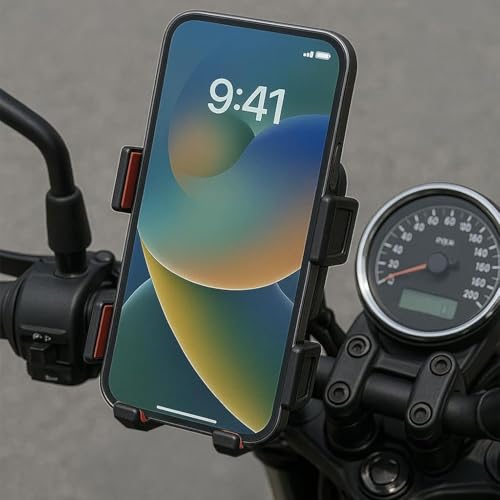 Image of amazon basics Mobile Holder for Bikes | Anti-Shaking Design | 360 Rotation | Secure Fit for 6-9 cm Phones | GPS & Navigation Mount