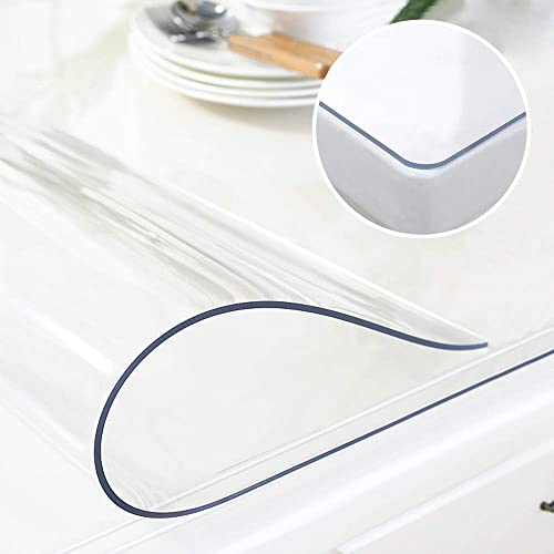 48 Inch 4Ft Round Dia Clear Protector Tablecloth Cover Desk Top Pad Mat For Glass Furniture Kitchen Coffee Marble End Bed Sofa Side Bistro Bar Night Stand Dinner Dining Table Thick Plastic Pvc Vinyl #TOP1