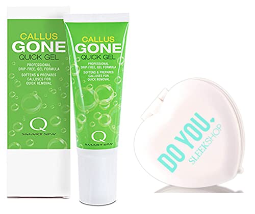 Smart Spa CALLUS GONE QUICK GEL Professional Drip-Free, Gel Formula - Softens & Prepares Calluses for Quick Skin Removal (w/Sleek Heart Compact Mirror) (3 oz)