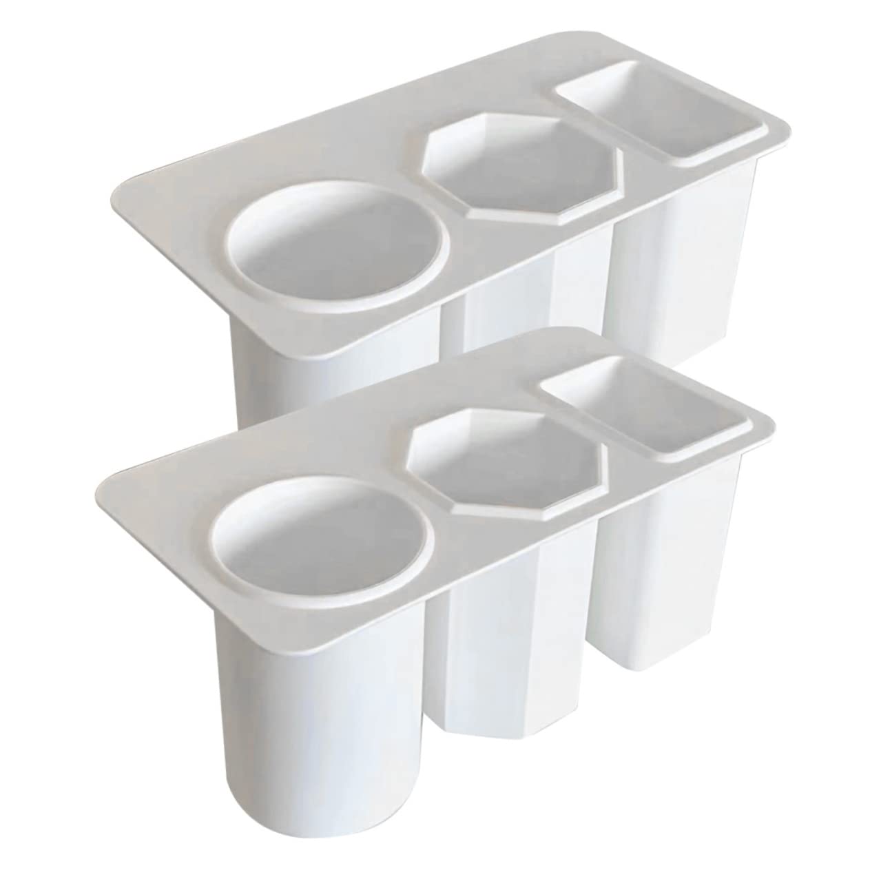 Portapenne da Scrivania in Plastica Bianca 2 Pezzi 3 Scomparti | Organizer da Tavolo per Desktop, Facile da Pulire, per Professionisti e Utenti Make-up