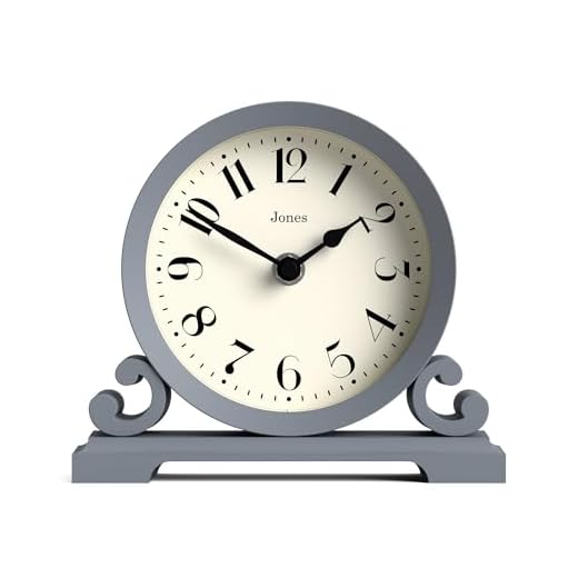 JONES CLOCKS® Saloon Mantel Clock |Traditional Double Scroll Design |French Navy |Contemporary Classic Style for Desk, Table, Shelf or Bedside