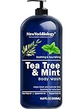 New York Biology Tea Tree Mint Body Wash for Men and Women - Moisturizing Body Wash Helps Soothe the Skin - Refreshing and Hydrating Cleanser for Body and Feet - 16.9 Fl Oz