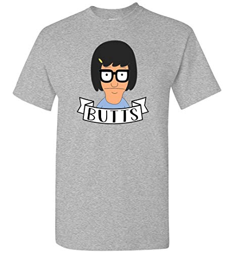 Absurd Ink Tina Belcher - Butts - T-Shirt (Sports Grey, Medium)