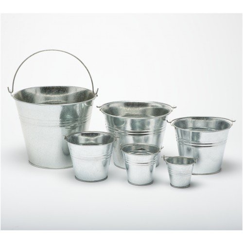 Pack of 10 Plain Silver Coloured 7cm (2.8") High Metal Buckets - Pots - Planters for Sweet Tree Kits, Plants, Favours, Storage (SIL01)