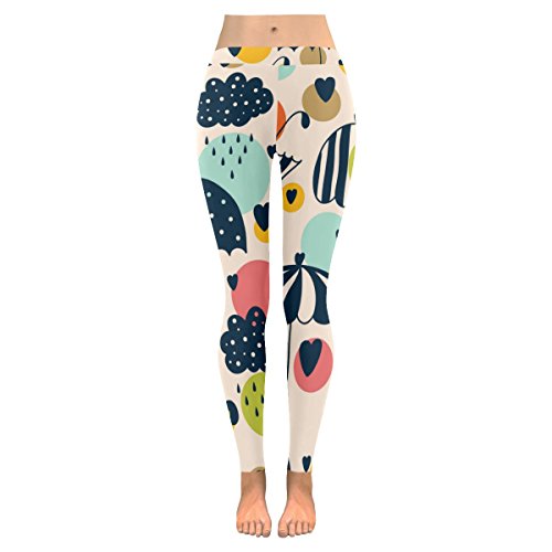 INTERESTPRINT Umbrella Heart Custom Stretchy Capri Leggings Skinny Pants for Yoga Running Pilates