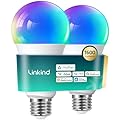 Linkind Matter Smart RGBTW Bulb,1600LM 100W Smart Light Bulbs, Work with Alexa/Apple Home/Google Home, LED Color Changing Bulbs Music Sync, 2.4GHz Wi-Fi Light Bulbs LED 14W, A21 E26, 2Pack
