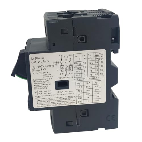 GV2ME22 Motor Circuit Breaker 20-25A Manual Motor Starter Button GV2M Series New miniatura 3
