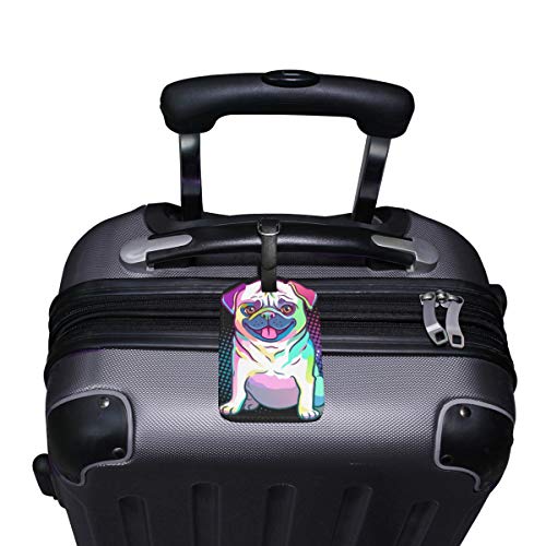 2 Sets Luggage Tags Pug Dog Pop Art Style Travel Id Bag Suitcase Handbag Tags #TOP6