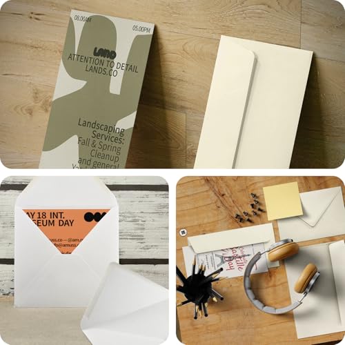 Netuno 100 Briefumschläge DIN Lang Weiß gerippt 11 x 22 cm 120g Aster Laid White elegante Umschläge strukturiert Briefhüllen hochwertig für Grußkarten Einladungen Hochzeit Geburtstag Weihnachten