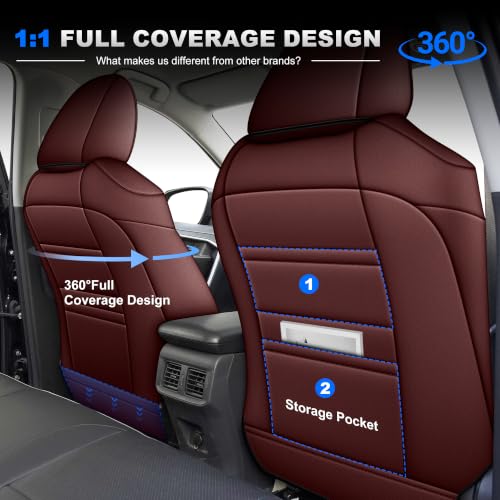Image of AOMSAZTO Custom Fit Camo Burgundy Seat Covers for Toyota Rav4(Gas)
