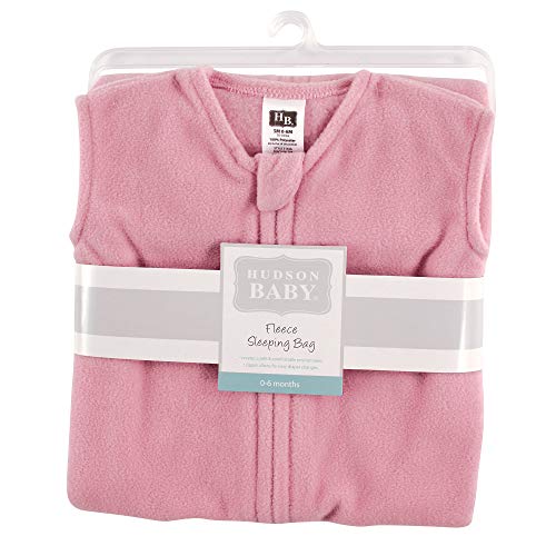 Image of Hudson Baby Unisex Baby Plush Sleeping Bag, Sack, Blanket, Solid Light Pink Fleece, 12-18 Months