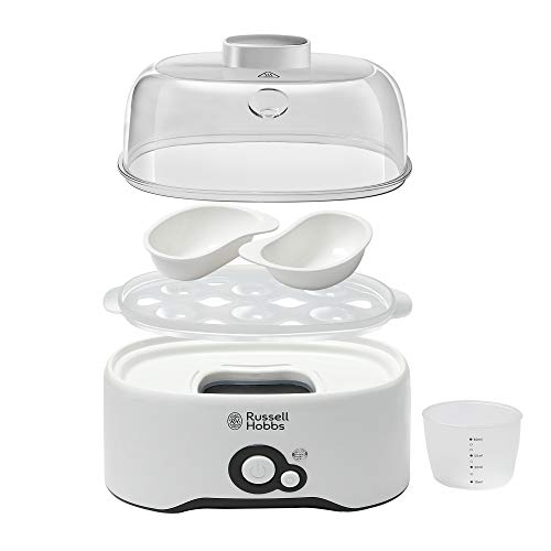 Russell Hobbs REG300-300 Watts Fully Automatic Egg Cooker with Egg Cooking Rack, 2 Poaching Pans and Measuring Cup (White) with 2 Years... - Image 5
