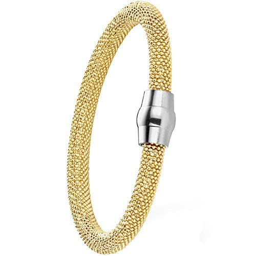 GILARDY GSP-BR3YG19 Sparkle BR3 Bracelet Made from 925 Sterling Silver - Thick Diameter 6.5 mm Yellow Gold Cover