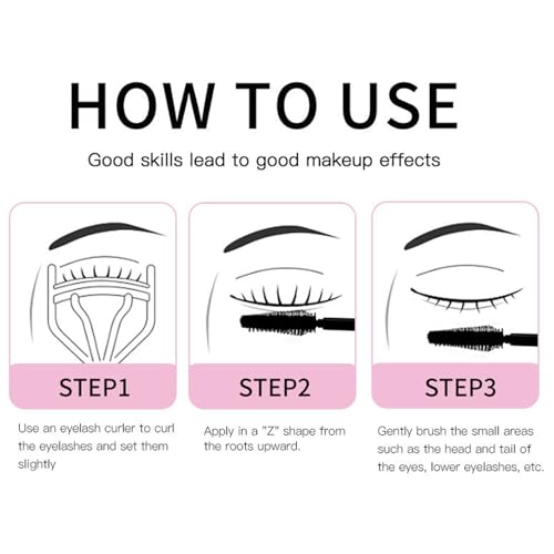 Eyelash Mascara 4D Silk Fiber Waterproof Mascara Hard Wearing, Smudge-Proof Non-Curling Defining For Sensitive Eyes Soft Fibre Brush For Lash Care,Brown(02) - Image 4