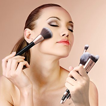 Makeup Brushes Premium Synthetic Foundation Powder Concealers Eye Shadows Makeup 14 Pcs Brush Set, Rose Golden, 1 Count