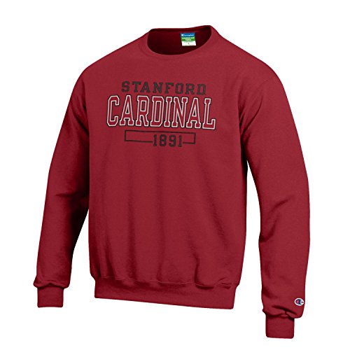 Champion NCAA Men's Long Sleeve Eco Powerblend Sweatshirt Unisex Officially Licensed Crewneck Fleece Stanford Cardinal X-Large