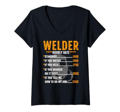 Mujer Vintage Welding Welder Hourly Rate Funny Welder Men Camiseta Cuello V