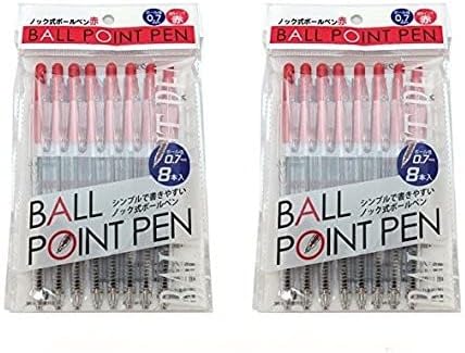 Nippon Pearl Kakou Ball Point Pen IL-3060 Red Ink 0.7mm 8 Pens 2-Packs (16 Pens)