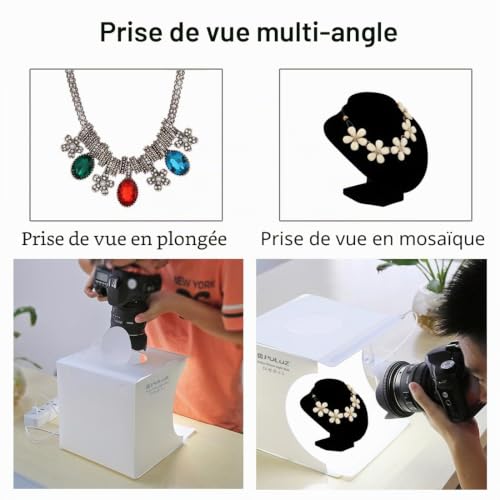 Mini studio photo Boîte à lumière, PULUZ Tente d'éclairage portable pliable pour photographie avec lumières LED 5500K, 6 fonds de couleur pour la photographie d'articles de petite taille 21 cm – vue 4