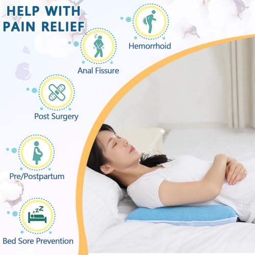 Image of Anti-Bedsore Cushion, Donut Pillows, Pressure Ulcer Cushions, Pillow Tailbone Pain Relief Mat, Soft Pad of Bed Sores for Seniors,Pregnant,Hemorrhoids,Post-Surgery(Blue)