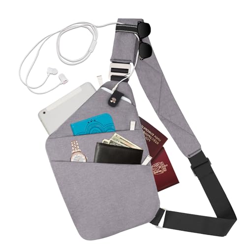 BROADREAM Multi-Pocket Brusttasche Sling Bag Umhängetasche Herren,Anti-Diebstahl Chest Crossbody Bag, Schultertasche Herren Klein die Freien Reisen Wandern Joggen