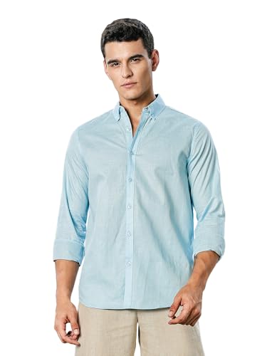 Image of Thomas Scott Men's | Linen Blend | Solid | Premium Cotton Linen Blend | Full Sleeve | Casual Shirt for Men