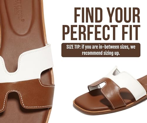 Image of Project Cloud 100% Genuine Leather Sandals for Women 2026 - Fashion Flat Womens Sandals with Memory Foam Insole Slides Sandals Women Footwear - Mules Women's Sandals (Jannel)