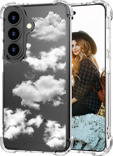 Coque Samsung Galaxy S26 transparente nuages pour femmes et filles