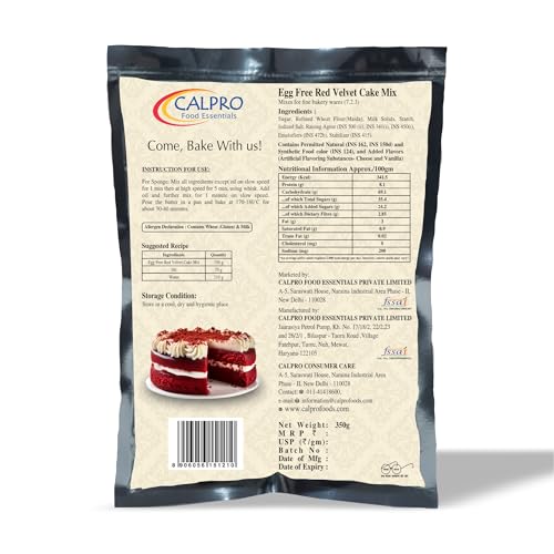 Image of Red Velvet Cake: Eggless Instant Premix for Baking | Smooth Voluminous, Velvety Rich Texture ! Melt-In-Mouth -100% Vegetarian ! Cake Mix Powder 350KG