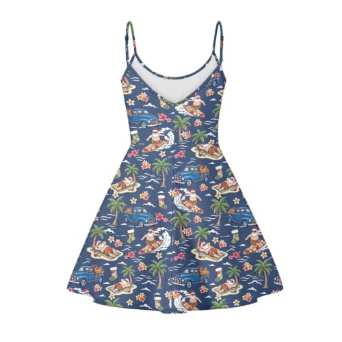 Image of Women's Spaghetti Strap Dress Summer Casual Swing Sundress Girls Beachwear Swing Mini Dress