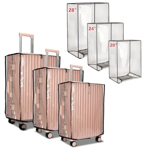 3PCS Clear PVC Luggage Cover Protectors Thicken Transparent Waterproof Suitcase for Travel Airplane 20