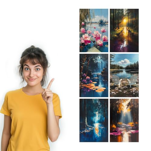 Image of SiddArtify Nature Wall Art Poster Print Set - Landscape Painting Decor for Living Room Bedroom Office - 12x18 inch Board Pack of 6