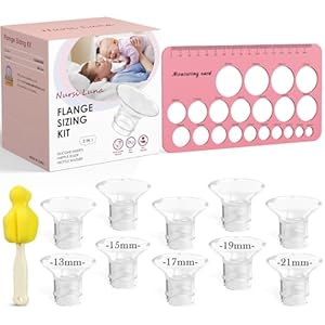 Flange Sizing Kit 3 in 1 with 10PCS Flange Inserts 13/15/17/19/21mm, Silicone Breast Pump Flanges Insert Kit for 24mm Electric Breast Pump, Pumping Breastfeeding Essentials Kit for New Mom